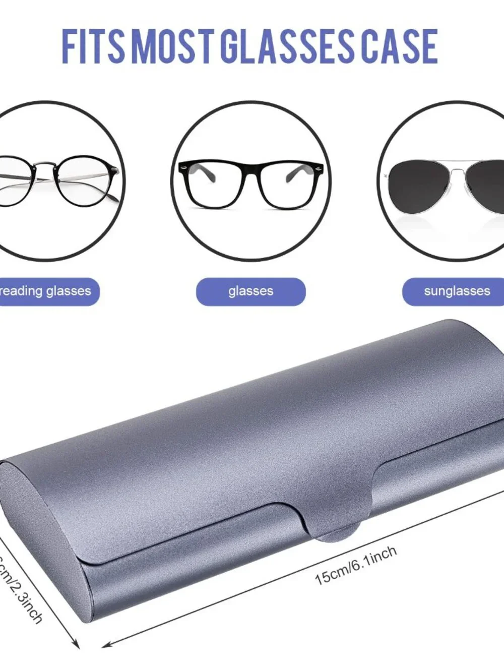 Hifot Aluminium Glasses Case, Slim Reading Glasses Case, Portable Travel Metal E